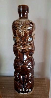 TI-TOKI LIQUEUR NEW ZEALAND Vintage pottery figurine TIKI Maori BOTTLE Empty