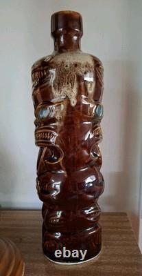 TI-TOKI LIQUEUR NEW ZEALAND Vintage pottery figurine TIKI Maori BOTTLE Empty