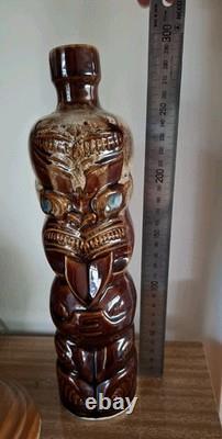 TI-TOKI LIQUEUR NEW ZEALAND Vintage pottery figurine TIKI Maori BOTTLE Empty