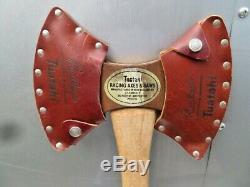 TUATAHI DOUBLE BIT Throwing Axe Early Model 25 yr New Zealand Axe withSheath NOS