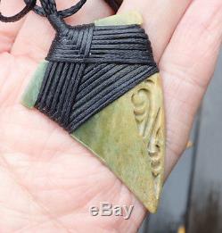 Tainui Nz Maori Greenstone Pounamu Nephrite Flower Jade Bound Engraved Rei Niho
