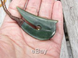 Te Kaha Small Nz Greenstone Kawakawa Jade Maori Pounamu Hei Matau Hook Pendant