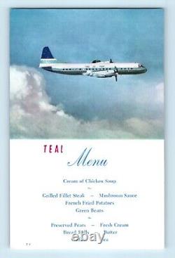 Teal Menu Airline Issued Tahiti Coral Islands Australia New Zealand Postcard C4