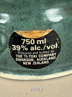 Ti-Toki Liqueur Bottle New Zealand Tiki Bar Decanter 750ml Vintage Blue Green