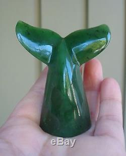 Top Gem Grade Canadian Nephrite Jade Whale Tail Display New Zealand Style 3