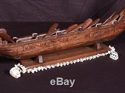 Traditional WAKA CANOE Hand Carved ACACIA KOA Wood NEW ZEALAND WAR CANOE