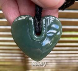 Translucent Gem Nz Maori Inanga Pounamu Greenstone Jade Sculpted Aroha Heart