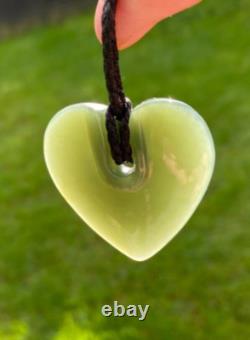 Translucent Gem Nz Maori Inanga Pounamu Greenstone Jade Sculpted Aroha Heart