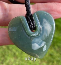 Translucent Gem Nz Maori Inanga Pounamu Greenstone Jade Sculpted Aroha Heart