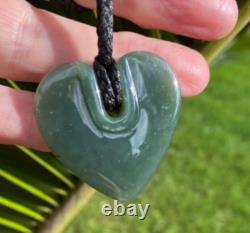 Translucent Gem Nz Maori Inanga Pounamu Greenstone Jade Sculpted Aroha Heart