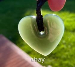 Translucent Gem Nz Maori Inanga Pounamu Greenstone Jade Sculpted Aroha Heart