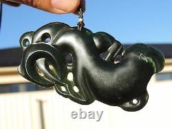 UNIQUE ANCIENT DESIGN Dark MANAIA Greenstone Pounamu Jade Art Piece ALAN BROWN