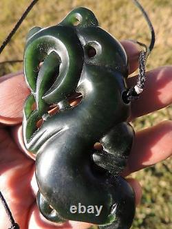 UNIQUE ANCIENT DESIGN Dark MANAIA Greenstone Pounamu Jade Art Piece ALAN BROWN