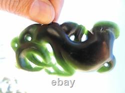 UNIQUE ANCIENT DESIGN Dark MANAIA Greenstone Pounamu Jade Art Piece ALAN BROWN