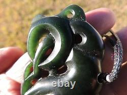 UNIQUE ANCIENT DESIGN Dark MANAIA Greenstone Pounamu Jade Art Piece ALAN BROWN