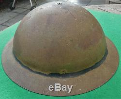 UNUSUAL New Zealand Army STEEL HELMET Made & Worn ONLY in The Pacific WW2 era