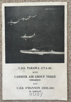 USS Tarawa (CV A-40). Visit To New Zealand 1954. Signatures on reverse. Rare