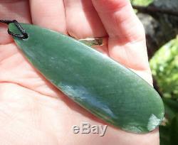 Ultra Rare Nz Greenstone Pounamu Nephrite Dark Inanga Flower Jade Maori Pendant