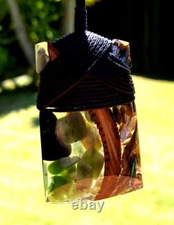 Unique Art Nz Pounamu Jade, Paua Shell, Totara Wood Maori Bound Hei Toki Adze