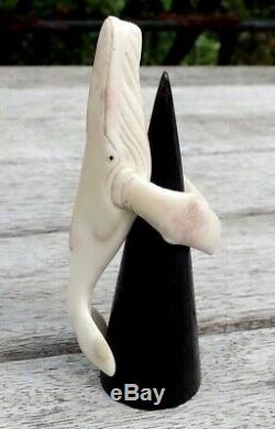 Unique Art Work Nz Netsuke Carver Fumio Noguchi Humpback Whale Sculpture/ring