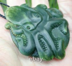 Unique Artwork Nz Greenstone Pounamu Nephrite Flower Jade Maori Te Wheke Octopus