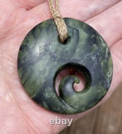 Unique Nathan Jerry Nz Douglas Creek Pounamu Greenstone Jade Maori Koru Disk