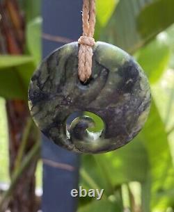 Unique Nathan Jerry Nz Douglas Creek Pounamu Greenstone Jade Maori Koru Disk