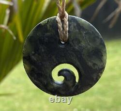 Unique Nathan Jerry Nz Douglas Creek Pounamu Greenstone Jade Maori Koru Disk