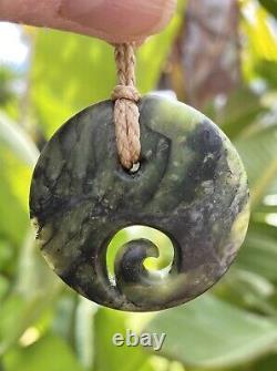 Unique Nathan Jerry Nz Douglas Creek Pounamu Greenstone Jade Maori Koru Disk