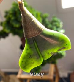 Unique Nz Pounamu Greenstone Nephrite Kawakawa Jade Maori Bound Whale Tail