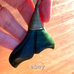 Unique Nz Pounamu Greenstone Nephrite Kawakawa Jade Maori Bound Whale Tail