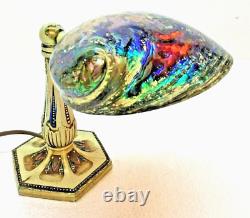 Unique Polished New Zealand Paua Shell Lamp Decorated Moe Bridges Base, Aquarius