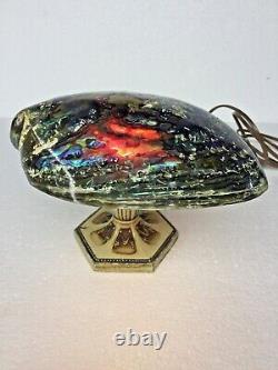 Unique Polished New Zealand Paua Shell Lamp Decorated Moe Bridges Base, Aquarius