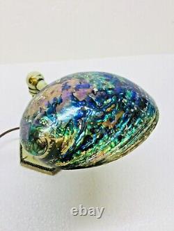 Unique Polished New Zealand Paua Shell Lamp Decorated Moe Bridges Base, Aquarius