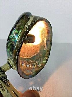 Unique Polished New Zealand Paua Shell Lamp Decorated Moe Bridges Base, Aquarius