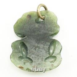 VINTAGE Carved Pounamu Greenstone Hei-Tiki Charm Pendant New Zealand Maori