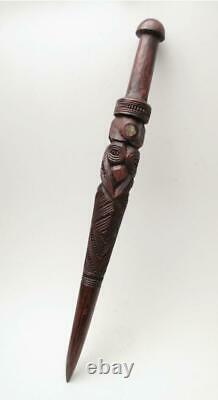 VINTAGE MAORI WEAVING PEG GOD STICK CARVED WOOD NEW ZEALAND TRIBAL turuturu TIKI