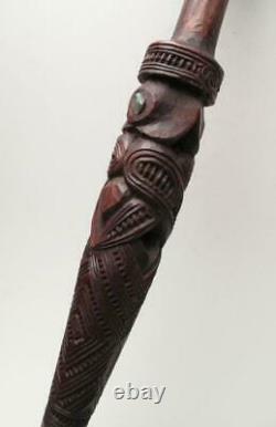 VINTAGE MAORI WEAVING PEG GOD STICK CARVED WOOD NEW ZEALAND TRIBAL turuturu TIKI