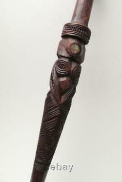 VINTAGE MAORI WEAVING PEG GOD STICK CARVED WOOD NEW ZEALAND TRIBAL turuturu TIKI