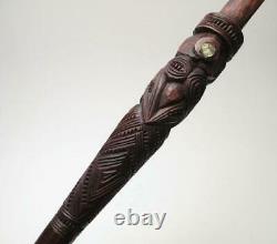 VINTAGE MAORI WEAVING PEG GOD STICK CARVED WOOD NEW ZEALAND TRIBAL turuturu TIKI