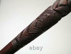 VINTAGE MAORI WEAVING PEG GOD STICK CARVED WOOD NEW ZEALAND TRIBAL turuturu TIKI