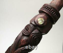 VINTAGE MAORI WEAVING PEG GOD STICK CARVED WOOD NEW ZEALAND TRIBAL turuturu TIKI