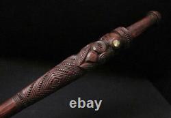 VINTAGE MAORI WEAVING PEG GOD STICK CARVED WOOD NEW ZEALAND TRIBAL turuturu TIKI