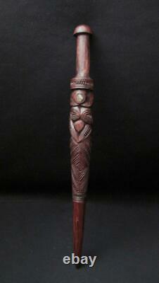 VINTAGE MAORI WEAVING PEG GOD STICK CARVED WOOD NEW ZEALAND TRIBAL turuturu TIKI