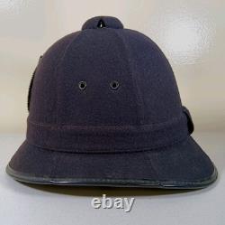 VINTAGE NEW ZEALAND POLICE HAT HELMET KINGS CROWN BADGE 1960 Black Bobbie