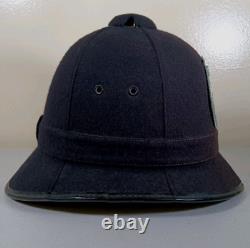 VINTAGE NEW ZEALAND POLICE HAT HELMET KINGS CROWN BADGE 1960 Black Bobbie