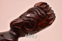 VTG Carved Wood Tiki Statue Maori New Zealand Polynesian Art 12 Figure Tribal