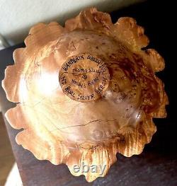 VTG Hand Carved New Zealand Silver Beech BURL WOOD BOWL & PEDESTAL SIGNED