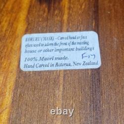 VTG Maori Rotorua New Zealand Moana Wood Carving Polynesian Shell Tiki Mask 10