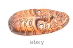 VTG Maori Rotorua New Zealand Moana Wood Carving Polynesian Shell Tiki Mask 11